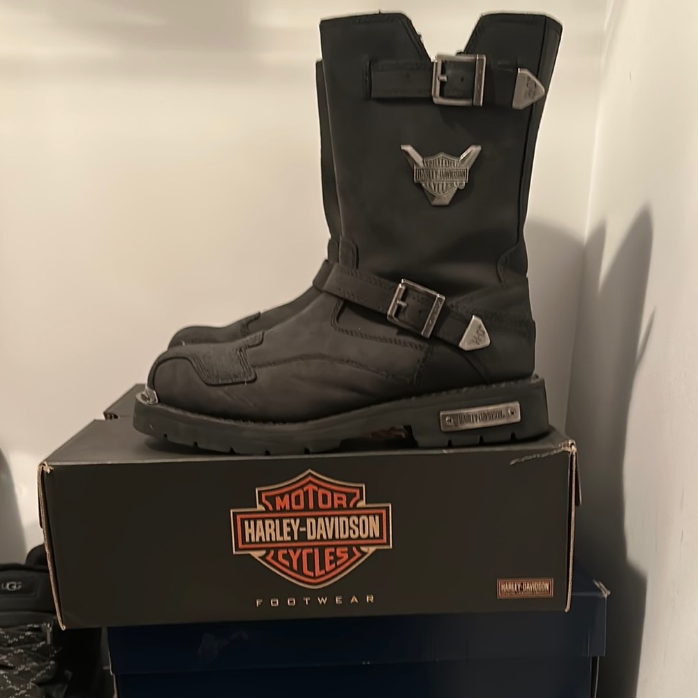 Harley-Davidson Black Leather Motorcycle Boots
